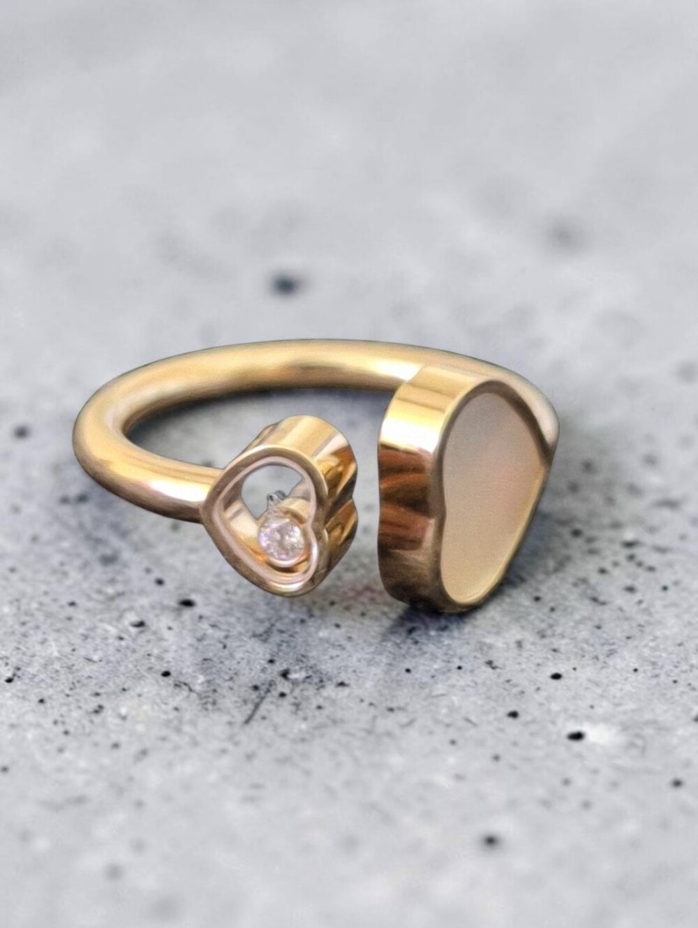 Chopard Happy Hearts 18K Rose Gold Mother of Pearl Diamond Ring Sz 6.75